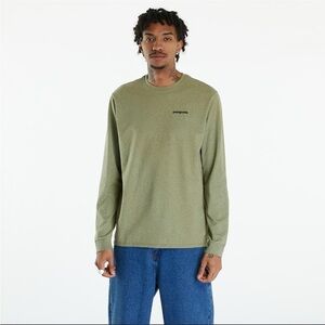 Patagonia Olive Army Green Long Sleeve Tee Recycled Fabric Organic Regular Fit